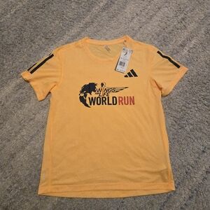 Adidas Wings for Life World Run T-Shirt Women’s XS Spark Orange Performance New